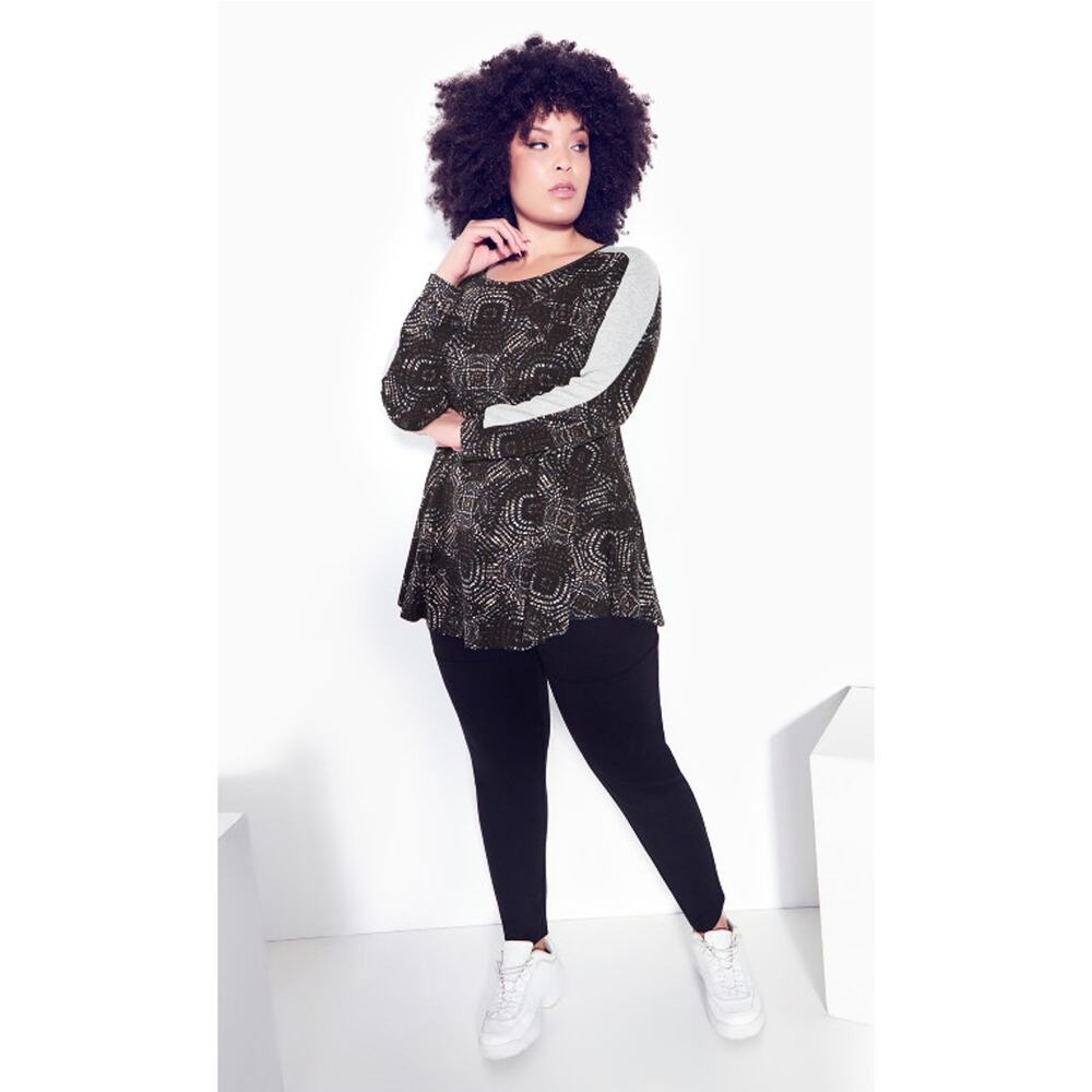 ZIM & ZOE Women's Black Infinity Splice 3/4 Sleeve Soft Swing Top SZ 30/32 NWT